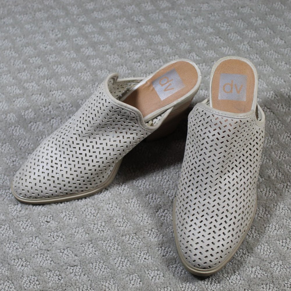 DV DOLCE VITA Kenli Laser Cut Mule/Booties, Block Heel, Taupe, Women's Size 8.5
